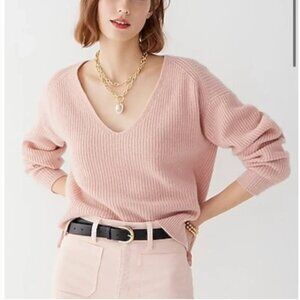 J. Crew Ribbed Cashmere Oversized V-neck Sweater